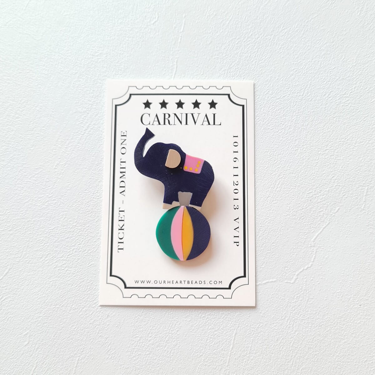 Circus Elephant Navy Brooch