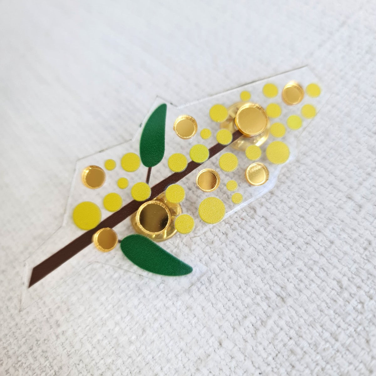 Golden Wattle Flower Brooch