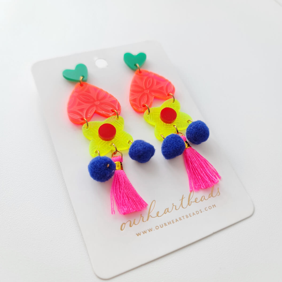 Batik Neon Tassel Earrings