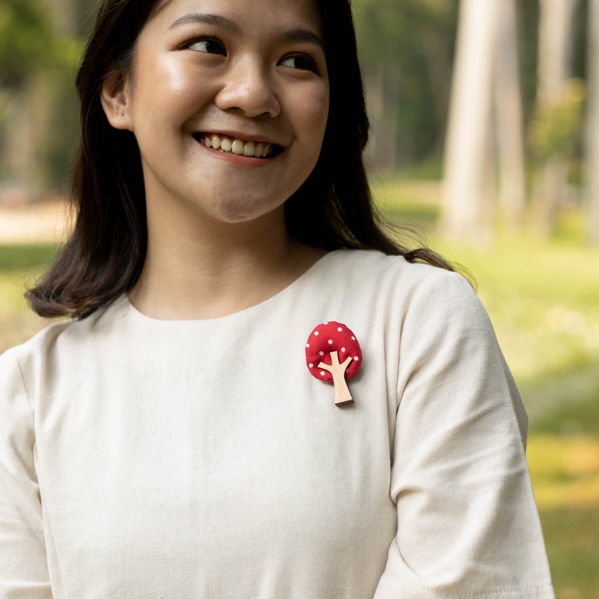 Red Strawberry Tree Brooch