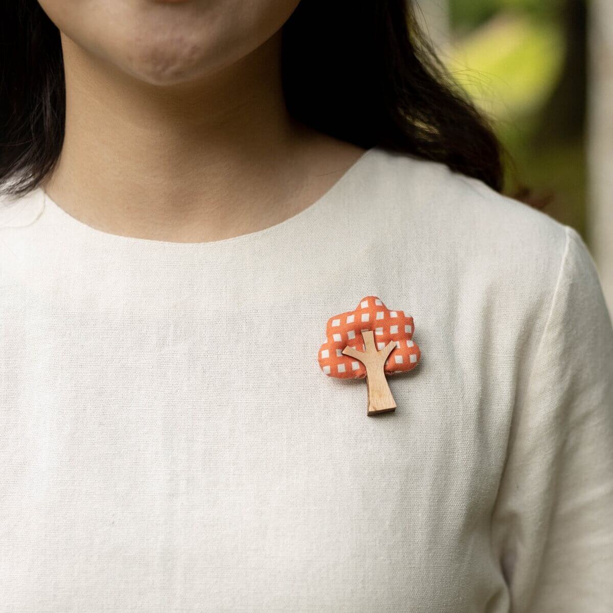 Orange Apricot Tree Brooch